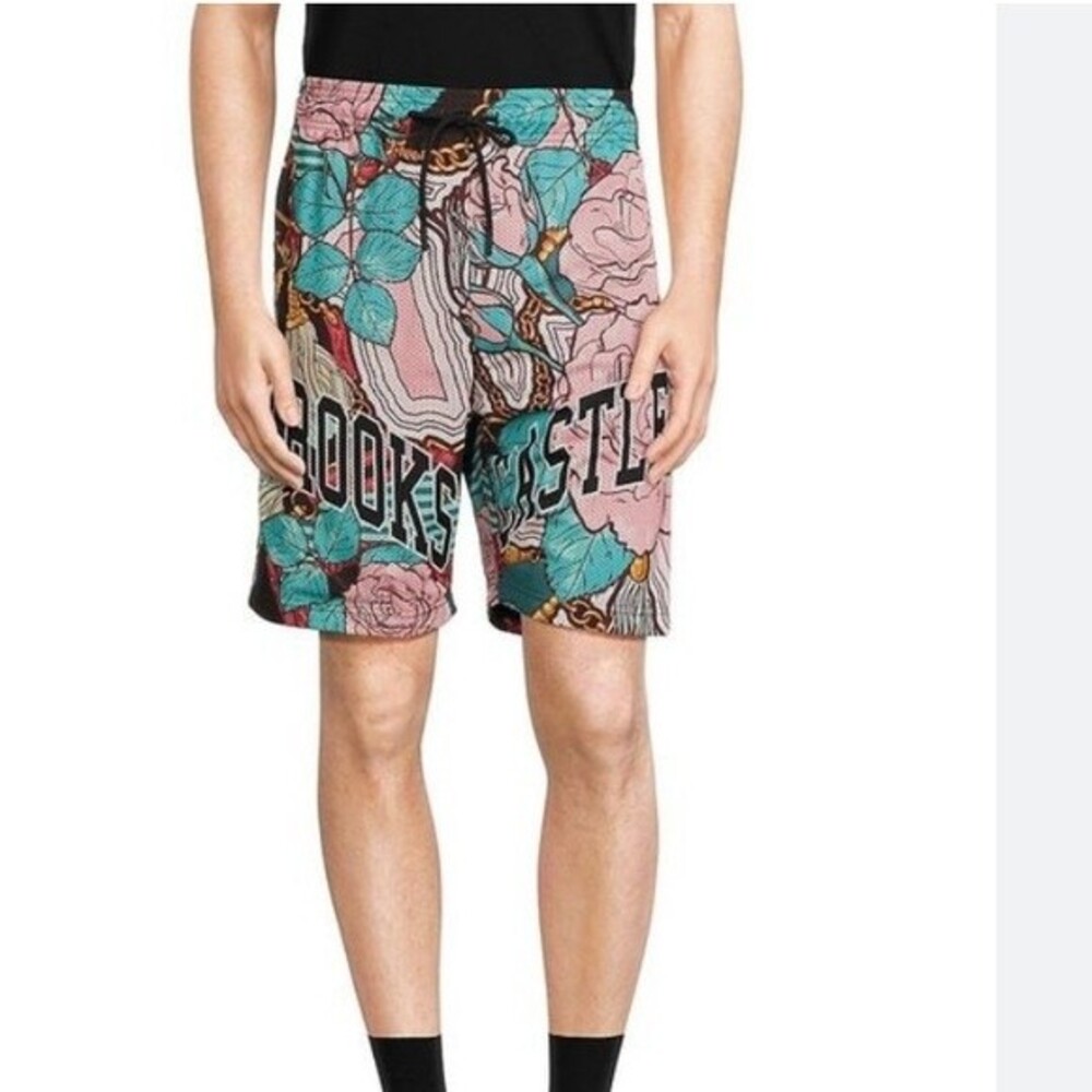 NWT Crooks & Castles Blue And Pink Floral Mesh Basketball Shorts Medium